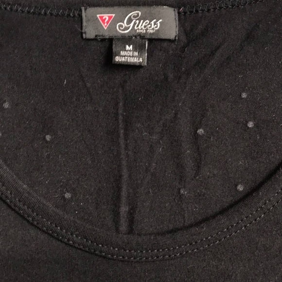 GUESS Black Short Sleeve Rhinestone Wing Tee - Picture 4 of 4